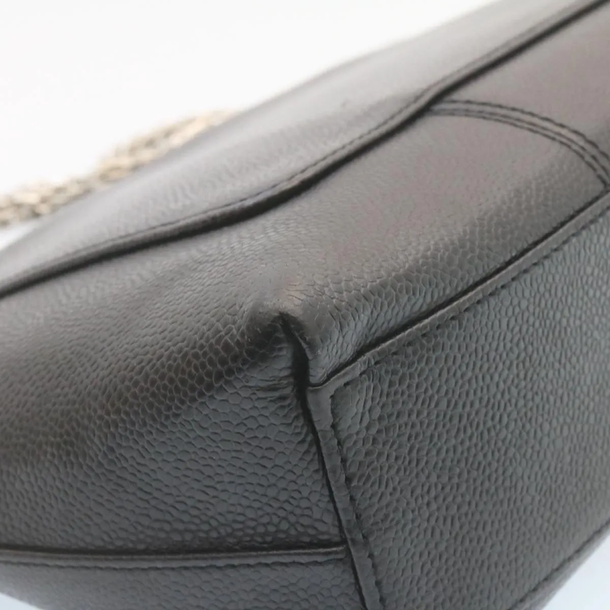 CHANEL Caviar Skin Chain Shoulder Bag Leather Black CC  28395A