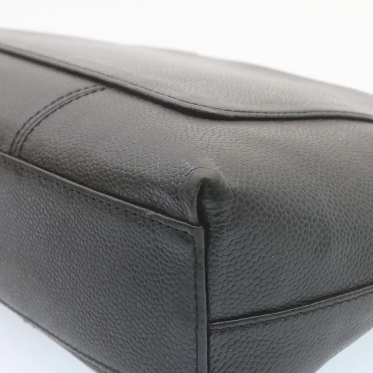 CHANEL Caviar Skin Chain Shoulder Bag Leather Black CC  28395A