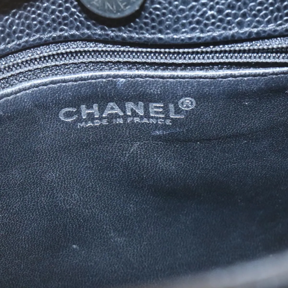 CHANEL Caviar Skin Chain Shoulder Bag Leather Black CC  28395A
