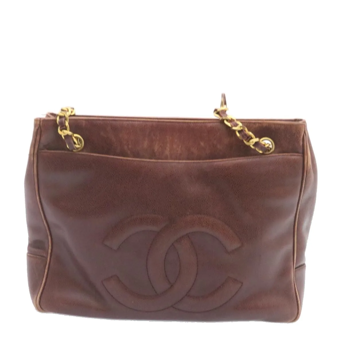 CHANEL Caviar Skin Turn Lock Chain Shoulder Bag Bordeaux CC  24807A