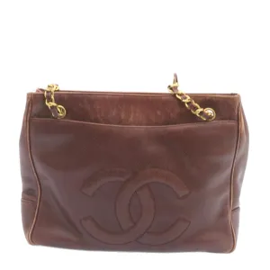CHANEL Caviar Skin Turn Lock Chain Shoulder Bag Bordeaux CC  24807A