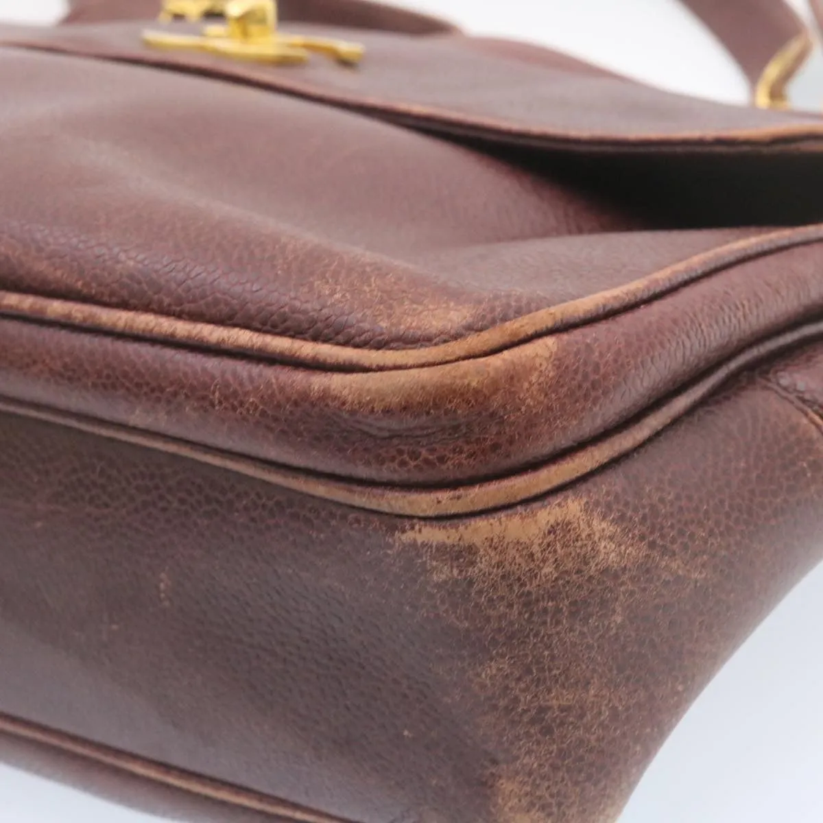 CHANEL Caviar Skin Turn Lock Chain Shoulder Bag Bordeaux CC  24807A
