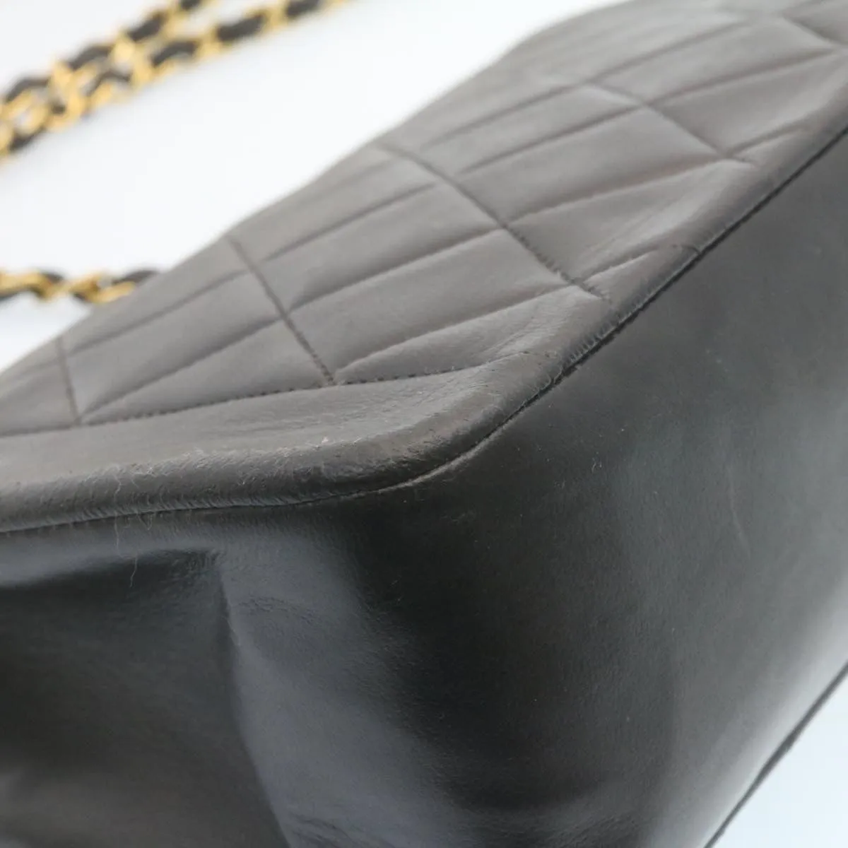 Chanel Chain Turn Lock Diana Matelasse Shoulder Bag Lamb Skin Black  28470A
