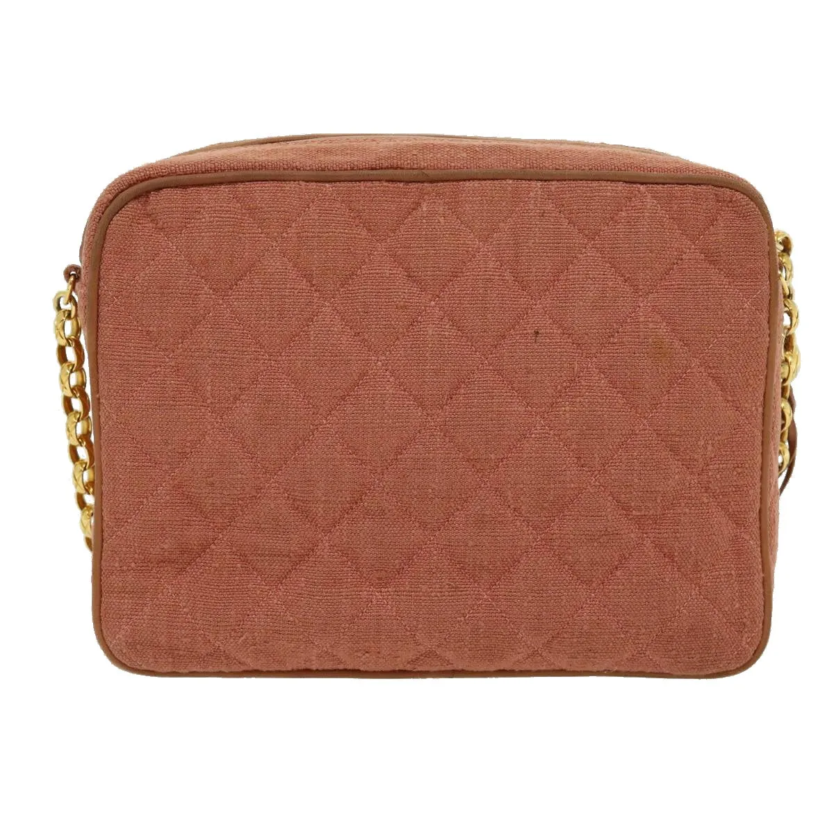Chanel Diana Turn Lock Chain Shoulder Bag Linen Fringe Pink CC  30153A