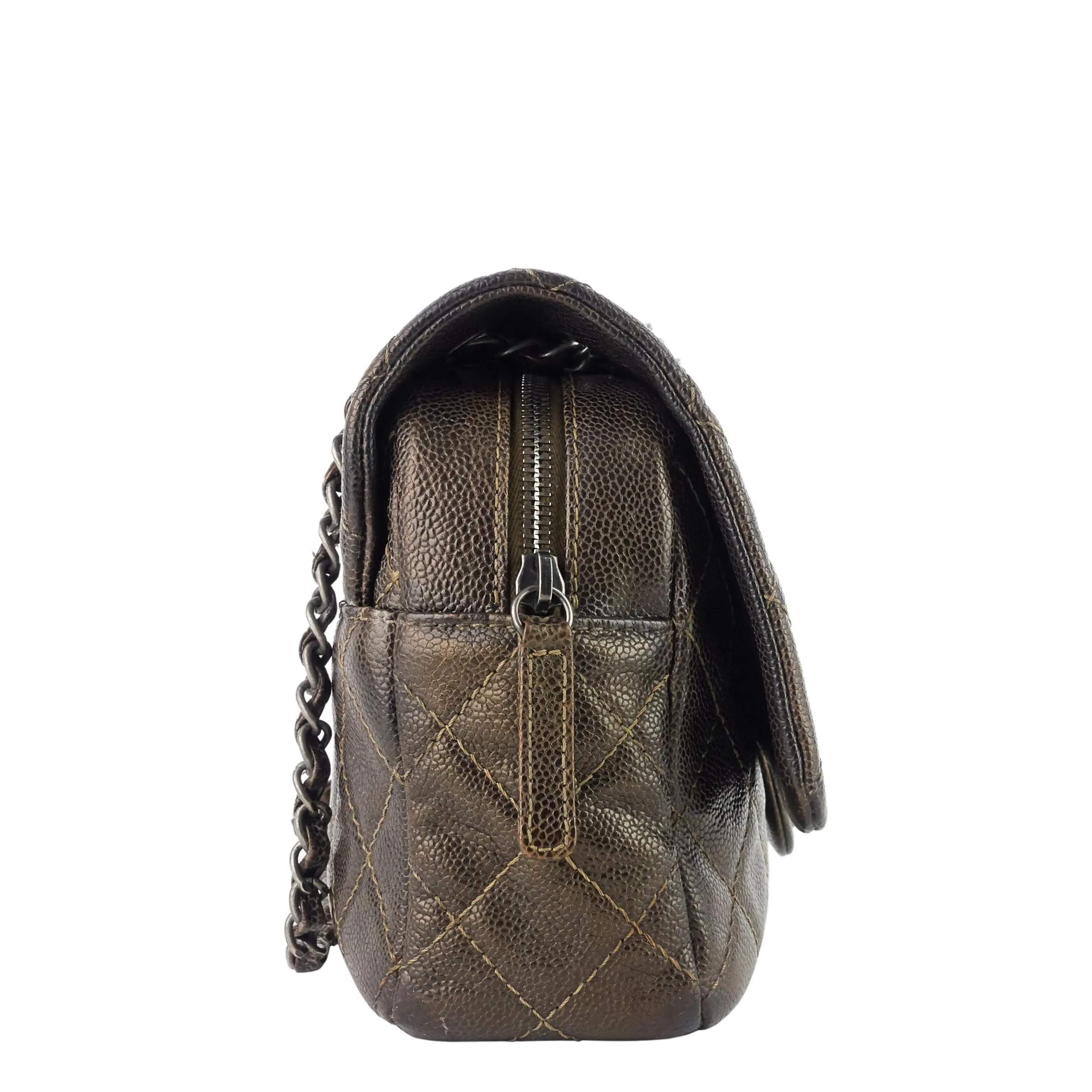 CHANEL Easy New Jumbo Caviar Leather Shoulder Bag