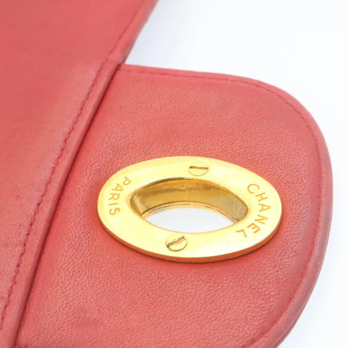 Chanel Mademoiselle Big Coco Double Chain Shoulder Bag Lamb Skin Red  29129A