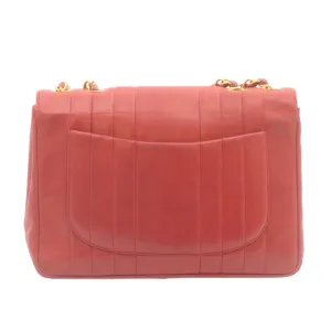 Chanel Mademoiselle Big Coco Double Chain Shoulder Bag Lamb Skin Red  29129A