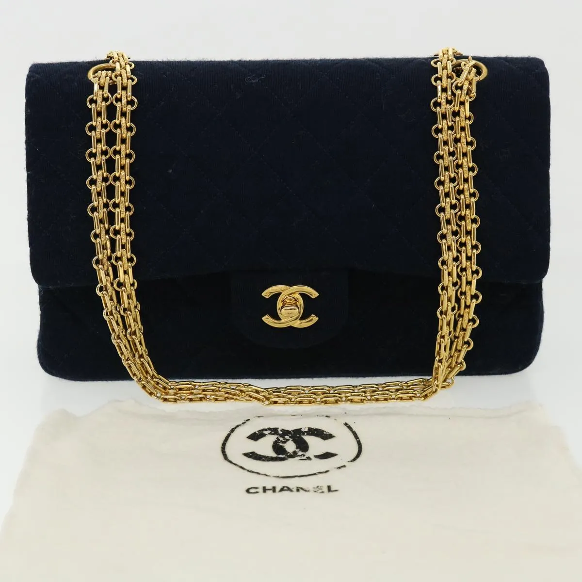 Chanel Matelasse 25 Shoulder Bag cotton Black CC  33162
