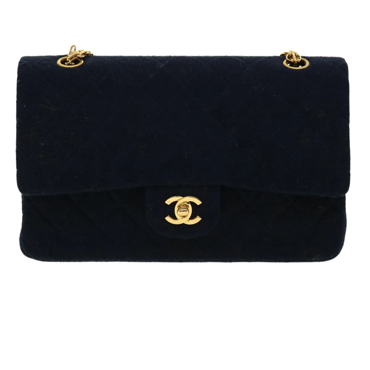 Chanel Matelasse 25 Shoulder Bag cotton Black CC  33162