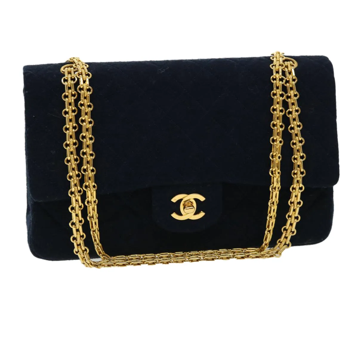 Chanel Matelasse 25 Shoulder Bag cotton Black CC  33162