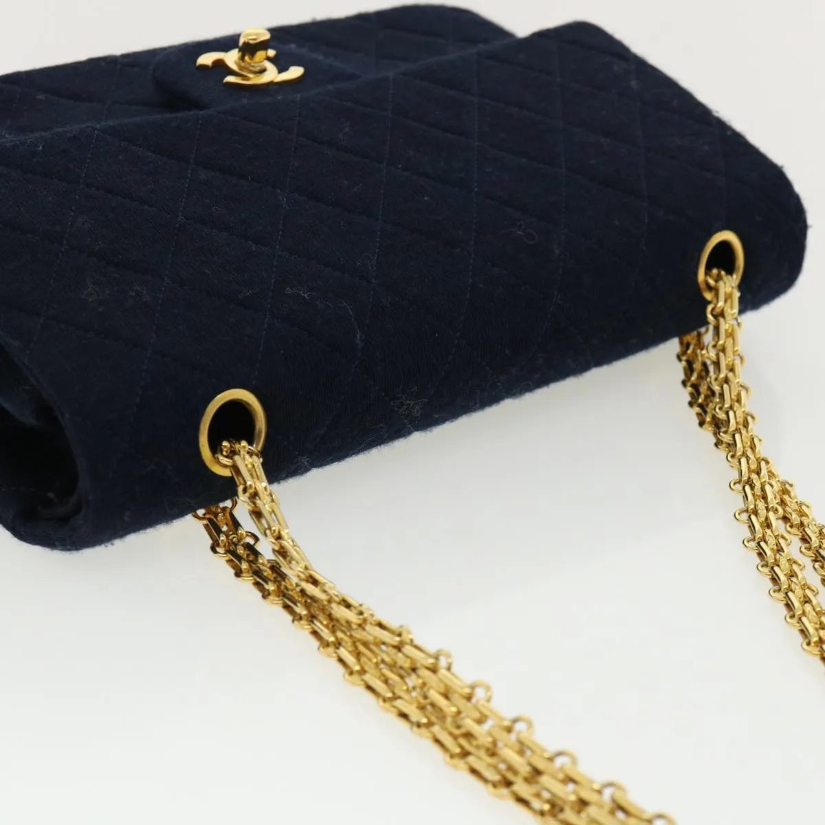 Chanel Matelasse 25 Shoulder Bag cotton Black CC  33162