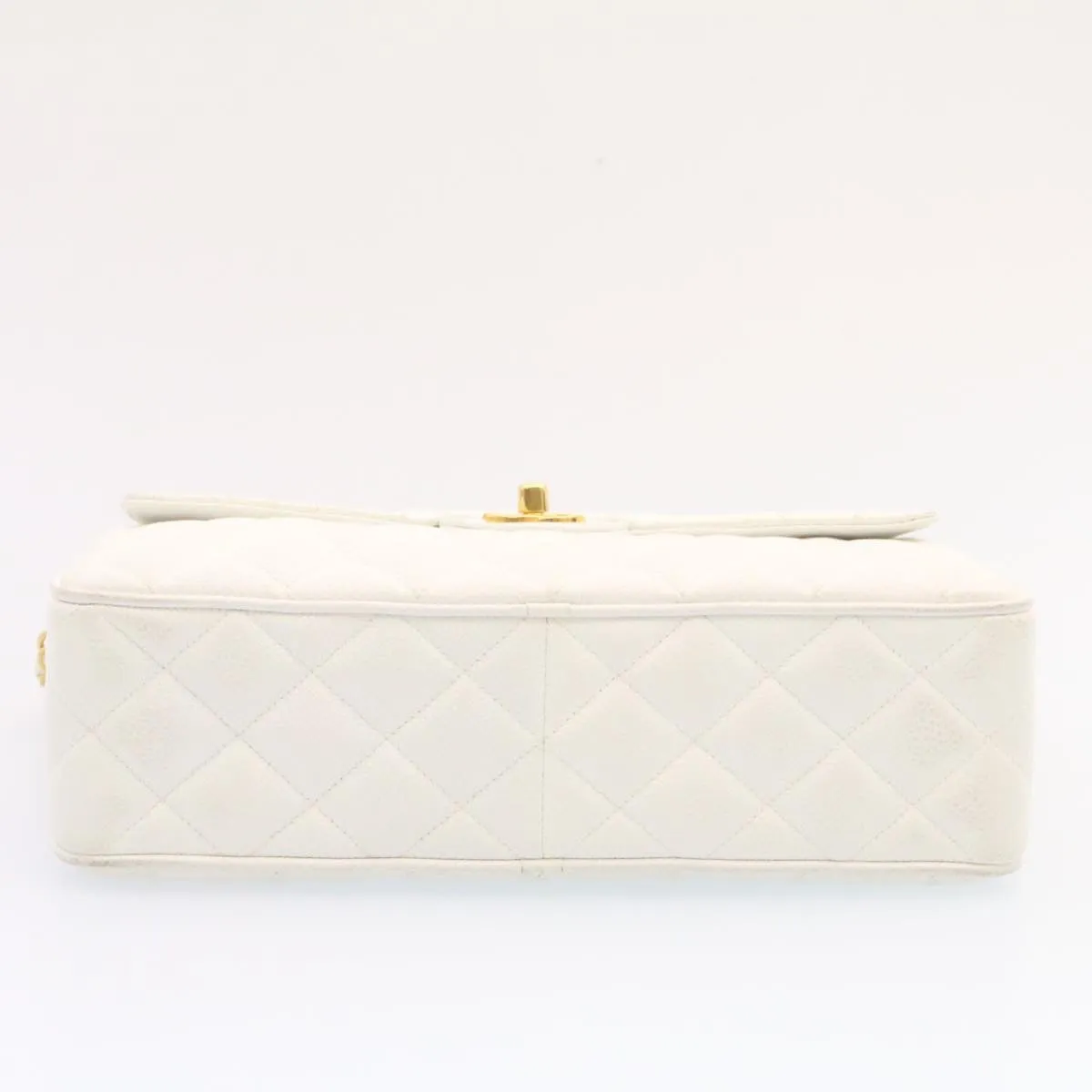 Chanel Matelasse Chain Shoulder Bag Caviar Skin Gold White CC  am1370gA