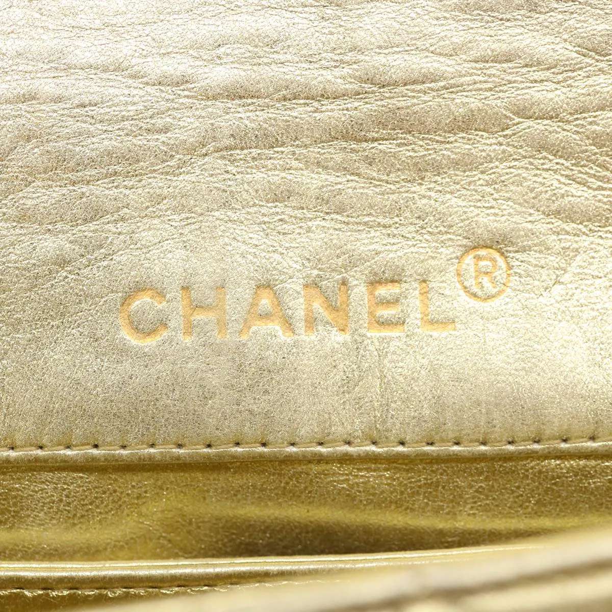 Chanel Matelasse Turn Lock Chain Shoulder Bag Lamb Skin Gold CC  31382A