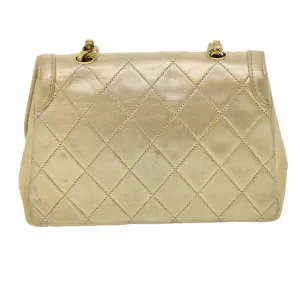 Chanel Matelasse Turn Lock Chain Shoulder Bag Lamb Skin Gold CC  31382A