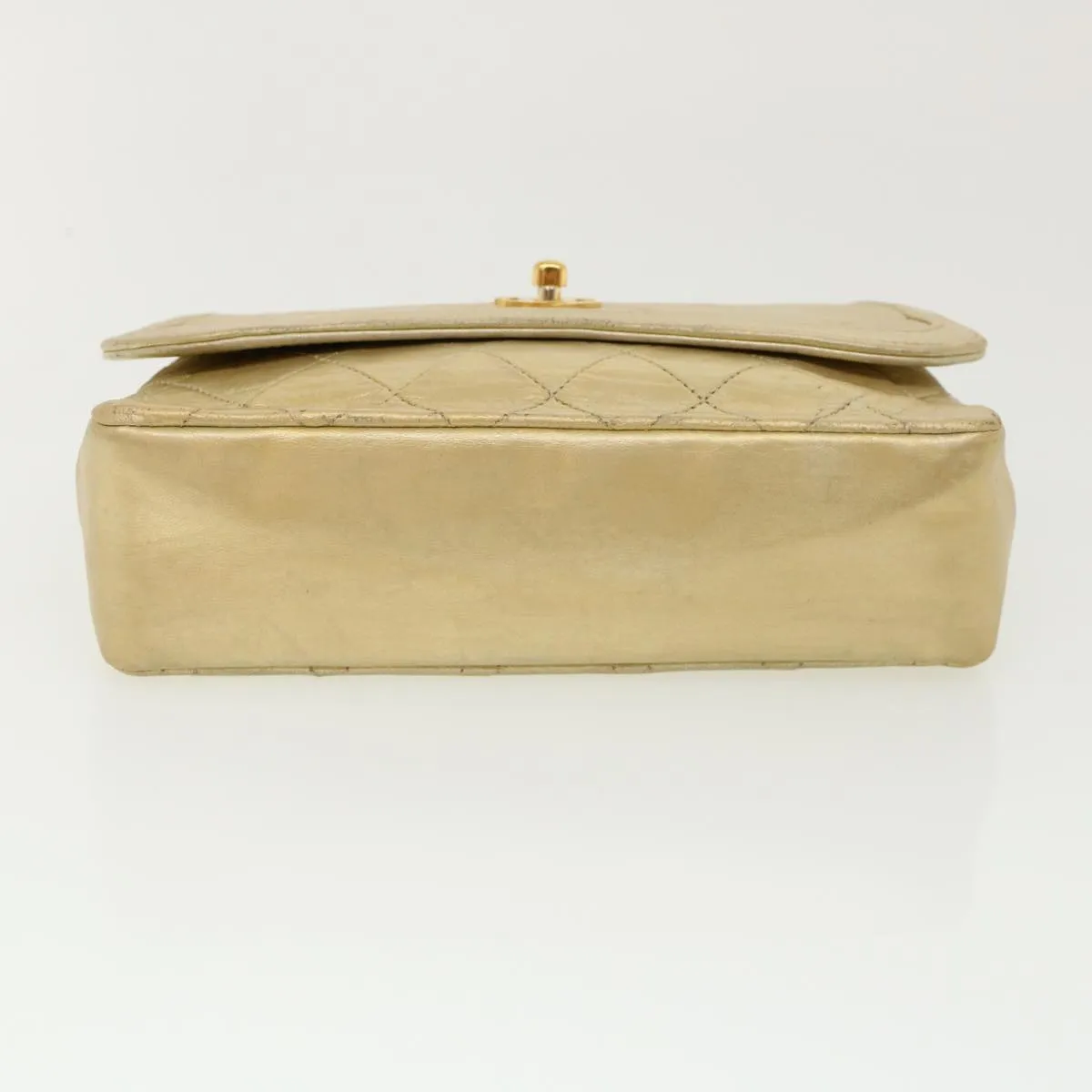 Chanel Matelasse Turn Lock Chain Shoulder Bag Lamb Skin Gold CC  31382A