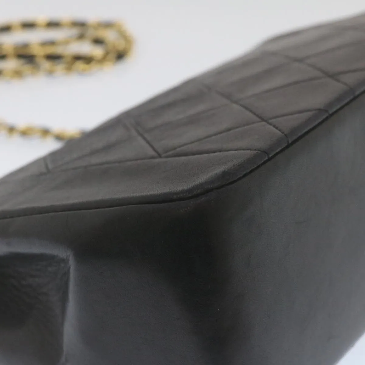 Chanel Matelasse Turn Lock Diana Chain Shoulder Bag Lamb Skin Black  lt403A