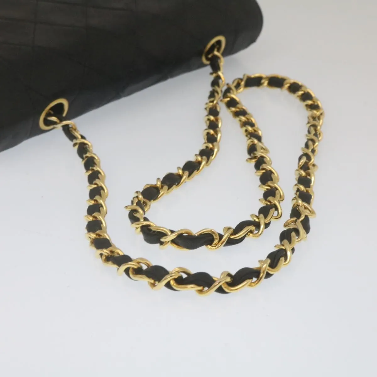 Chanel Matelasse Turn Lock Diana Chain Shoulder Bag Lamb Skin Black  lt403A