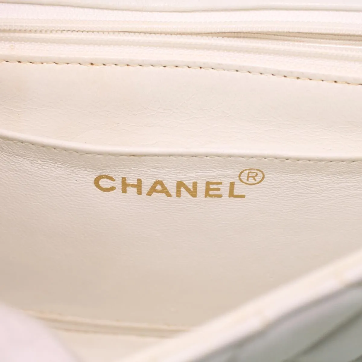 Chanel Matelasse Turn Lock Shoulder Bag Lamb Skin Brown White CC  32160A