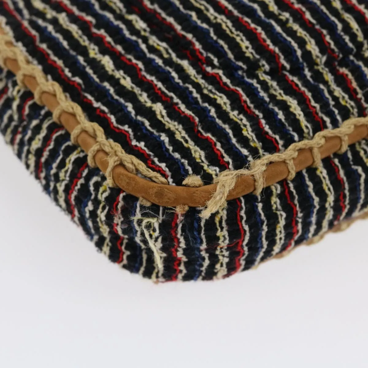 Chanel Matelasse Tweed Turn Lock Chain Shoulder Bag Navy Brown CC  nh616A
