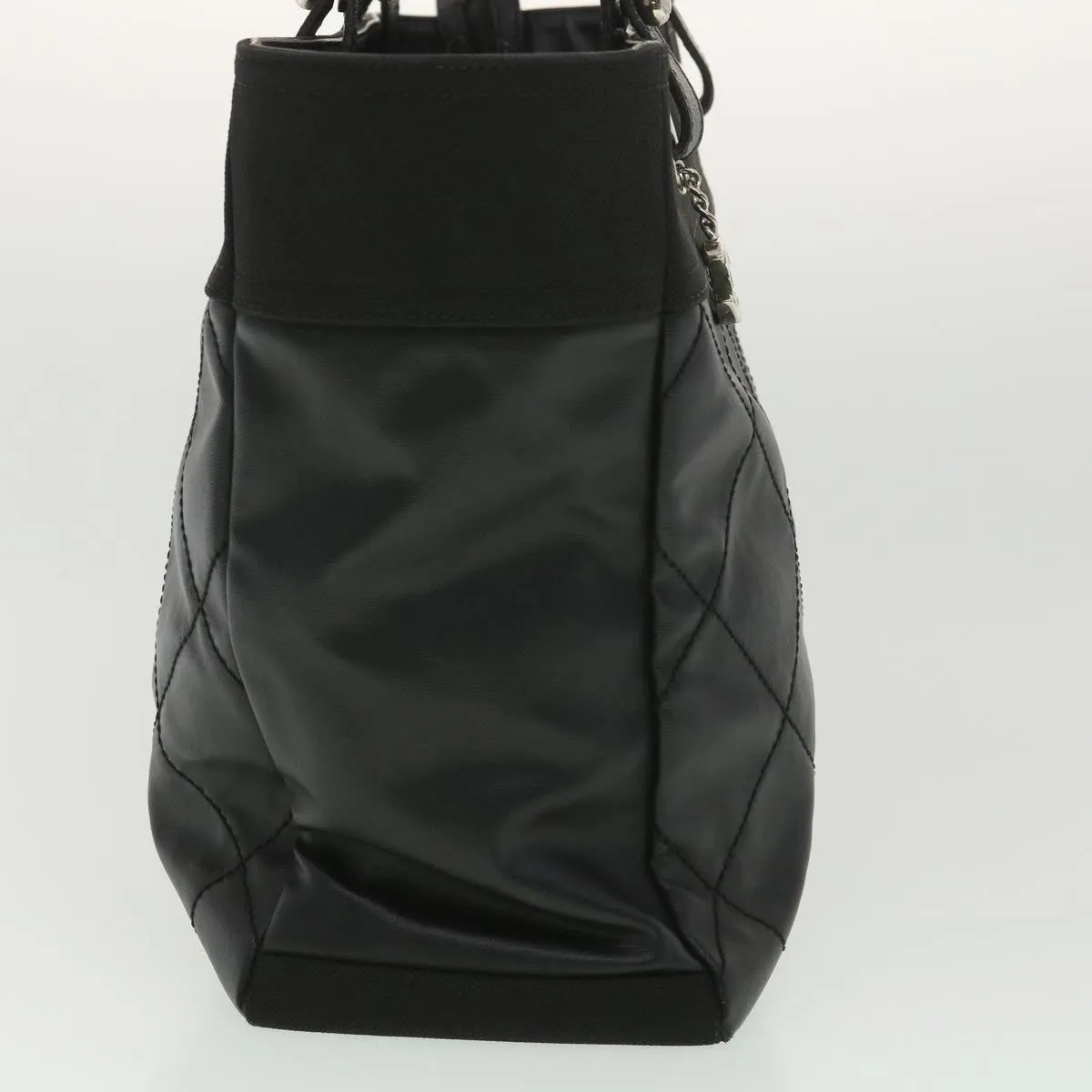 Chanel Paris Biarritz MM Tote Bag Coated Canvas Black CC  37855
