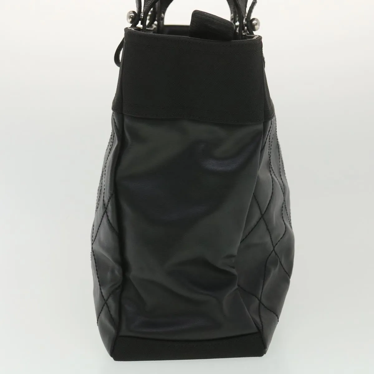 Chanel Paris Biarritz MM Tote Bag Coated Canvas Black CC  37855