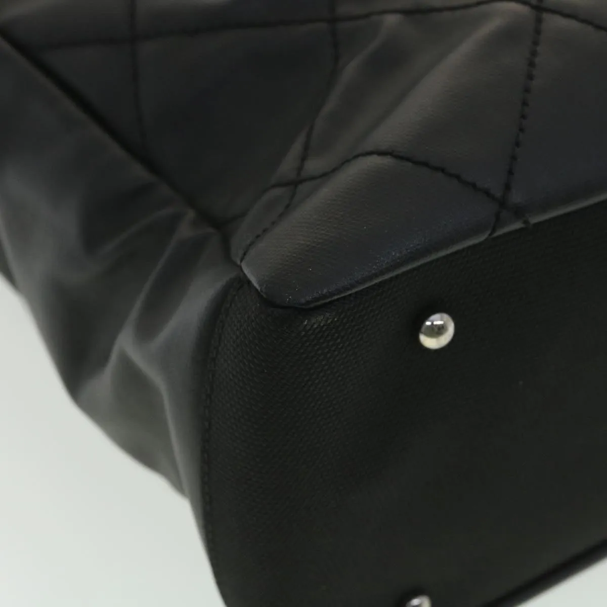 Chanel Paris Biarritz MM Tote Bag Coated Canvas Black CC  37855