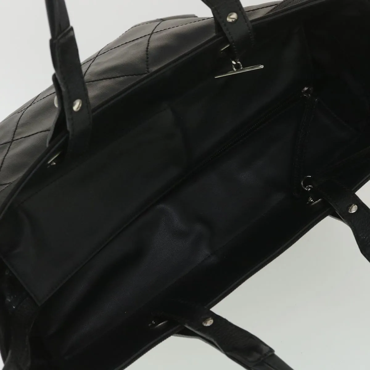 Chanel Paris Biarritz MM Tote Bag Coated Canvas Black CC  37855