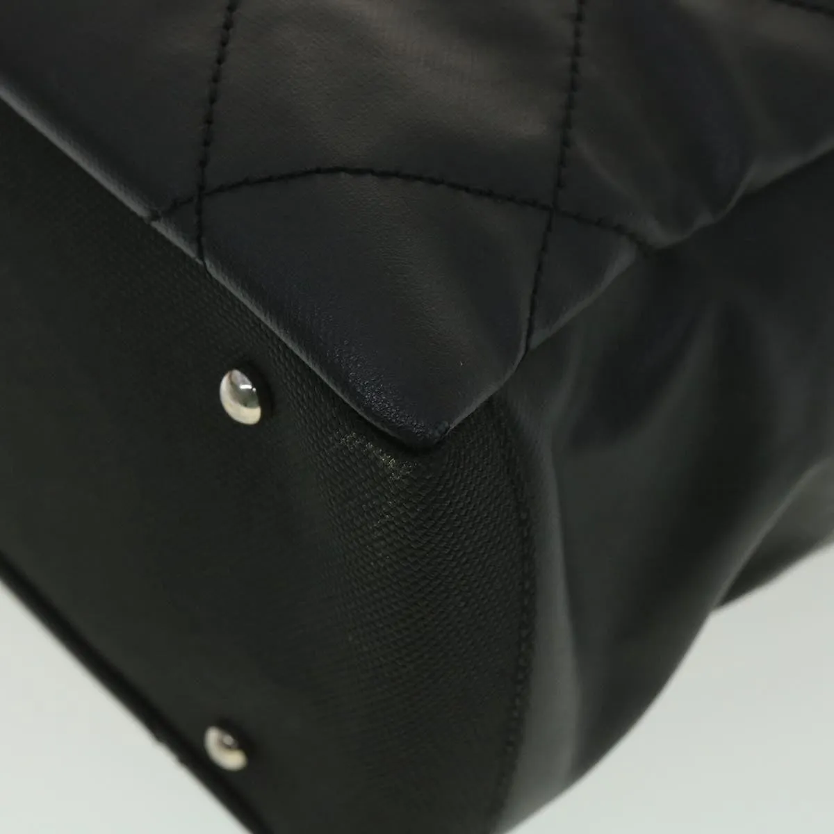 Chanel Paris Biarritz MM Tote Bag Coated Canvas Black CC  37855