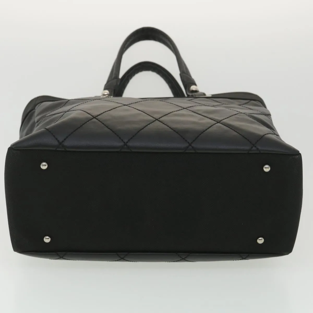 Chanel Paris Biarritz MM Tote Bag Coated Canvas Black CC  37855