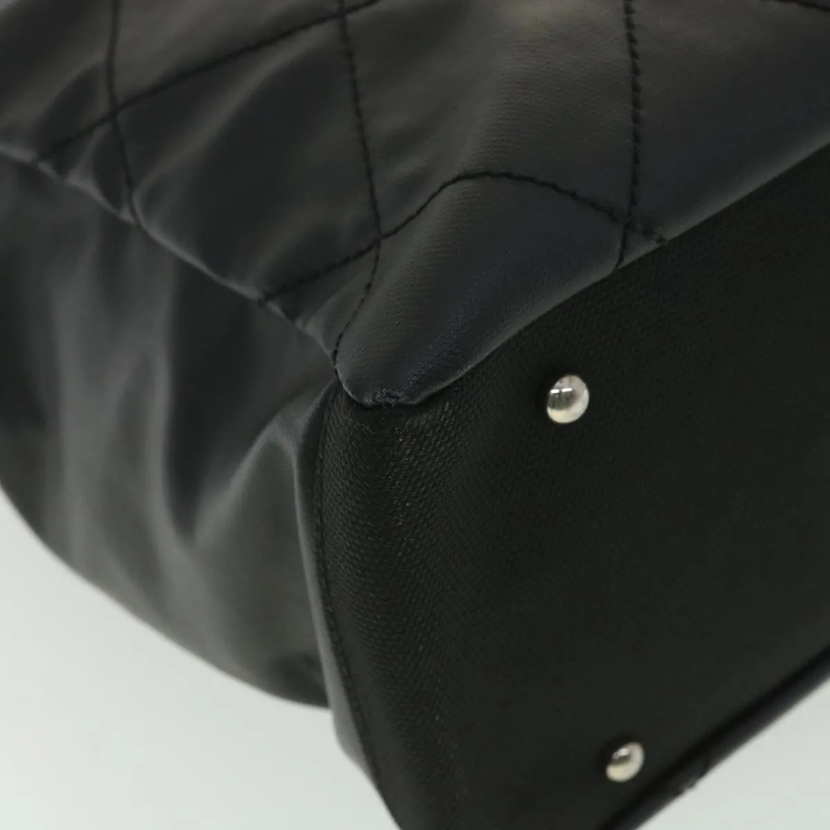 Chanel Paris Biarritz MM Tote Bag Coated Canvas Black CC  37855