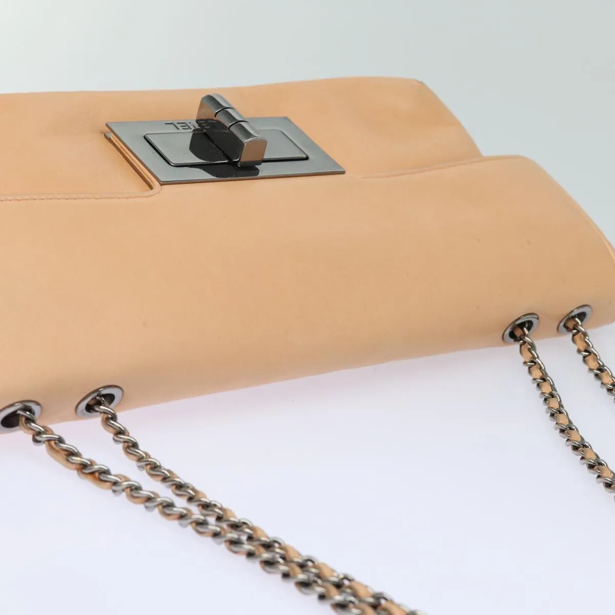 CHANEL Turn Lock Chain Shoulder Bag Lamb Skin Pink CC Auth bs15777