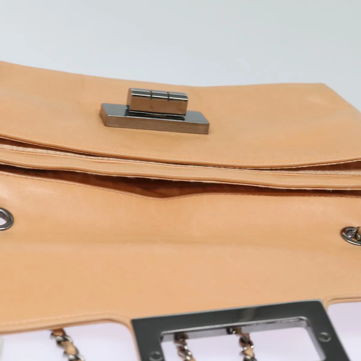 CHANEL Turn Lock Chain Shoulder Bag Lamb Skin Pink CC Auth bs15777