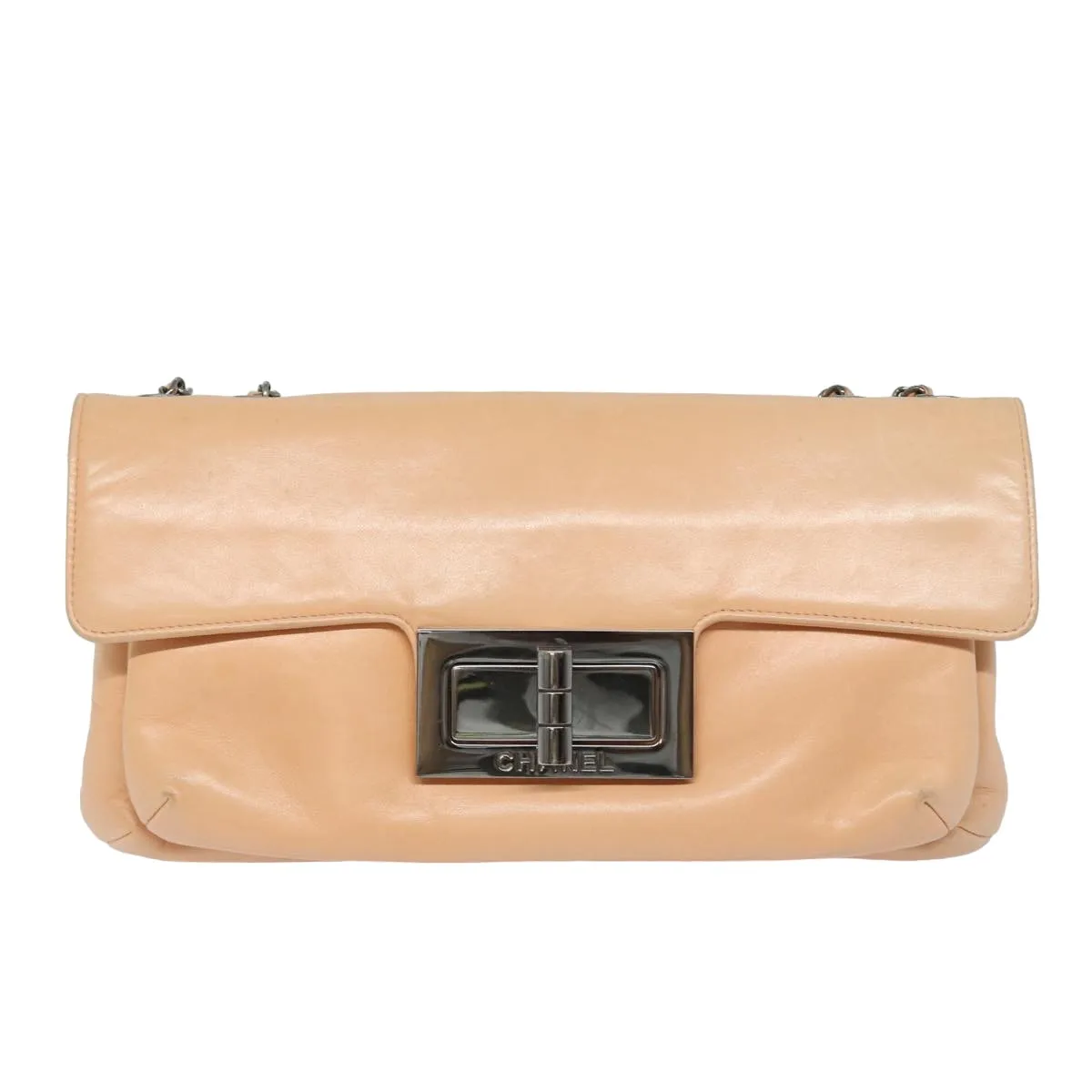 CHANEL Turn Lock Chain Shoulder Bag Lamb Skin Pink CC Auth bs15777