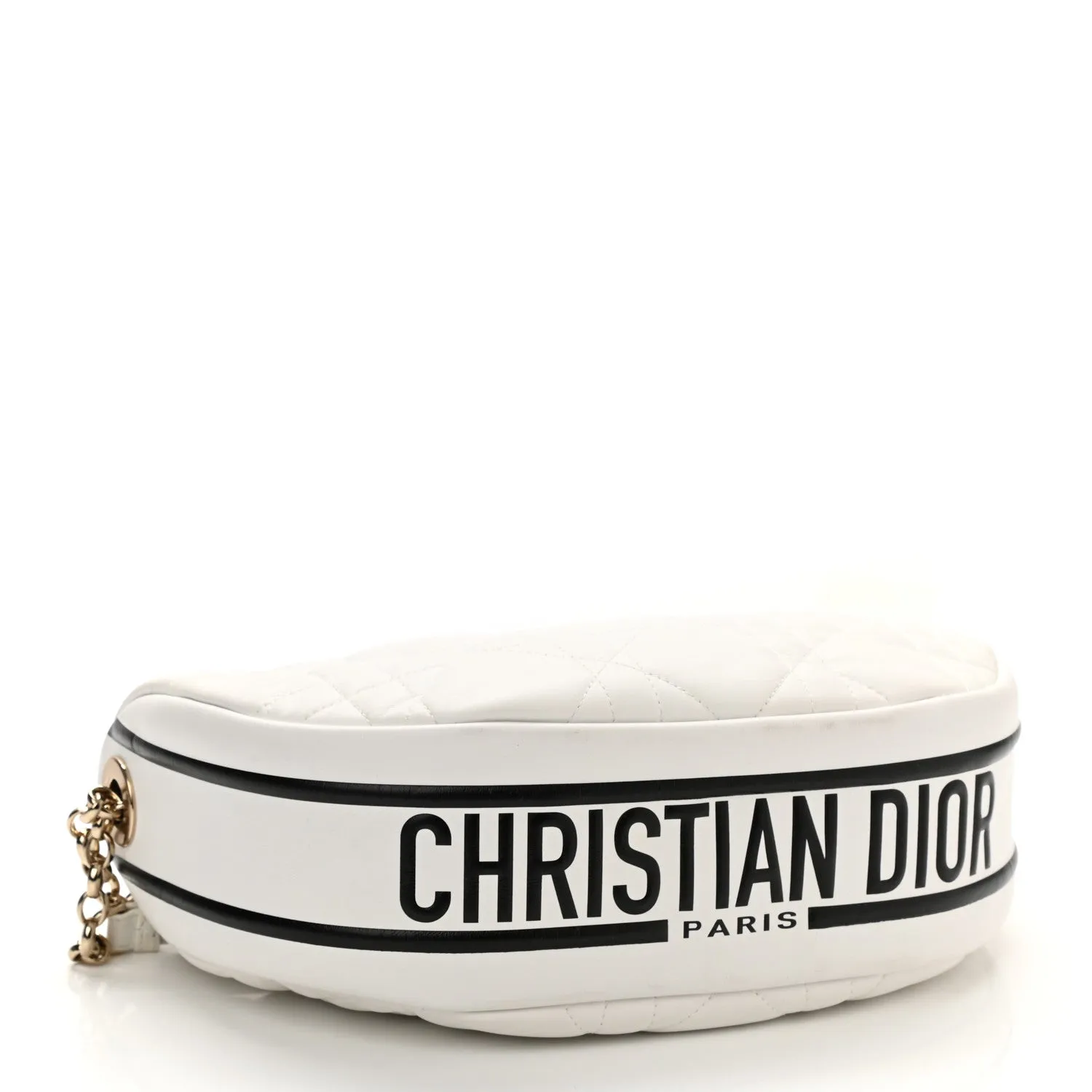 CHRISTIAN DIOR Lambskin Cannage Medium Dior Vibe Hobo Bag White