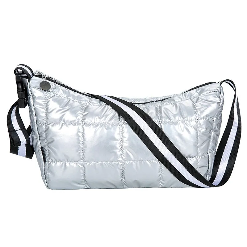 Christmas Gift Casual Down Cotton Women Shoulder Bags Designer Wide Strap Crossbody Bag Space Pad Cotton Feather Bag Lady Large Capacity Tote