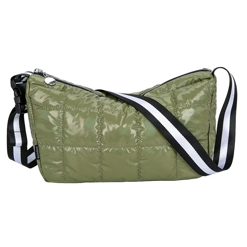 Christmas Gift Casual Down Cotton Women Shoulder Bags Designer Wide Strap Crossbody Bag Space Pad Cotton Feather Bag Lady Large Capacity Tote