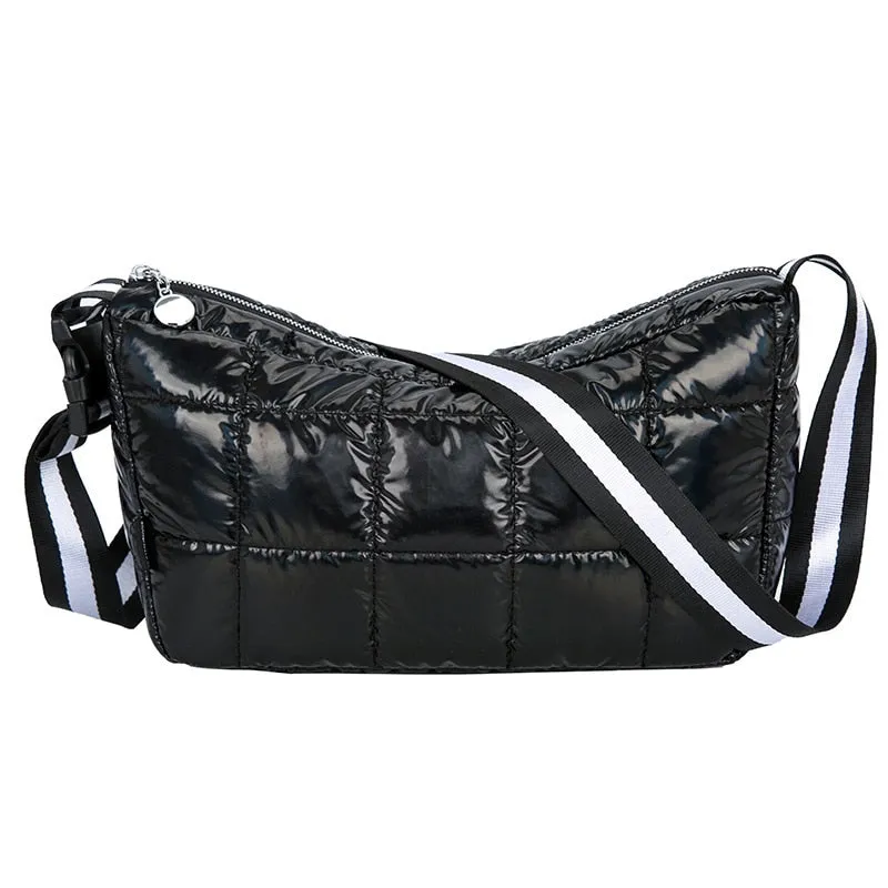 Christmas Gift Casual Down Cotton Women Shoulder Bags Designer Wide Strap Crossbody Bag Space Pad Cotton Feather Bag Lady Large Capacity Tote