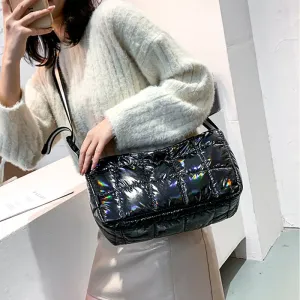 Christmas Gift Casual Down Cotton Women Shoulder Bags Designer Wide Strap Crossbody Bag Space Pad Cotton Feather Bag Lady Large Capacity Tote