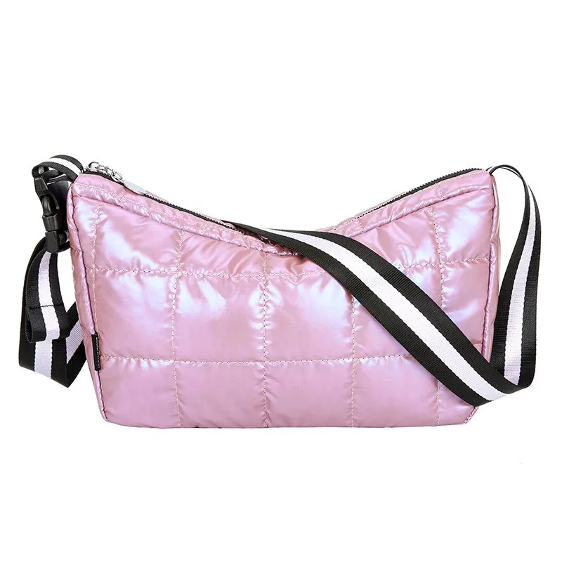 Christmas Gift Casual Down Cotton Women Shoulder Bags Designer Wide Strap Crossbody Bag Space Pad Cotton Feather Bag Lady Large Capacity Tote