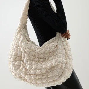 Christmas Gift Casual Large Capacity Tote Shoulder Bags Designer Ruched Handbag Luxury Nylon Quilted Padded Crossbody Bag Female Big Purse 2021