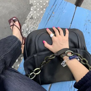 Christmas Gift Women Vintage Trend Crossbady Bags Designers Luxury Chain Casual Shoulder Messenger Bags Soft Leather Versatile Black Handbags
