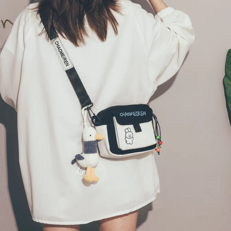 Cute Canvas Small Bag Female 2021 New Crossbody Korean Girl Mobile Phone Bag Multi-function Shoulder Package All-Match Fashion