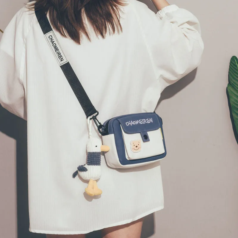 Cute Canvas Small Bag Female 2021 New Crossbody Korean Girl Mobile Phone Bag Multi-function Shoulder Package All-Match Fashion