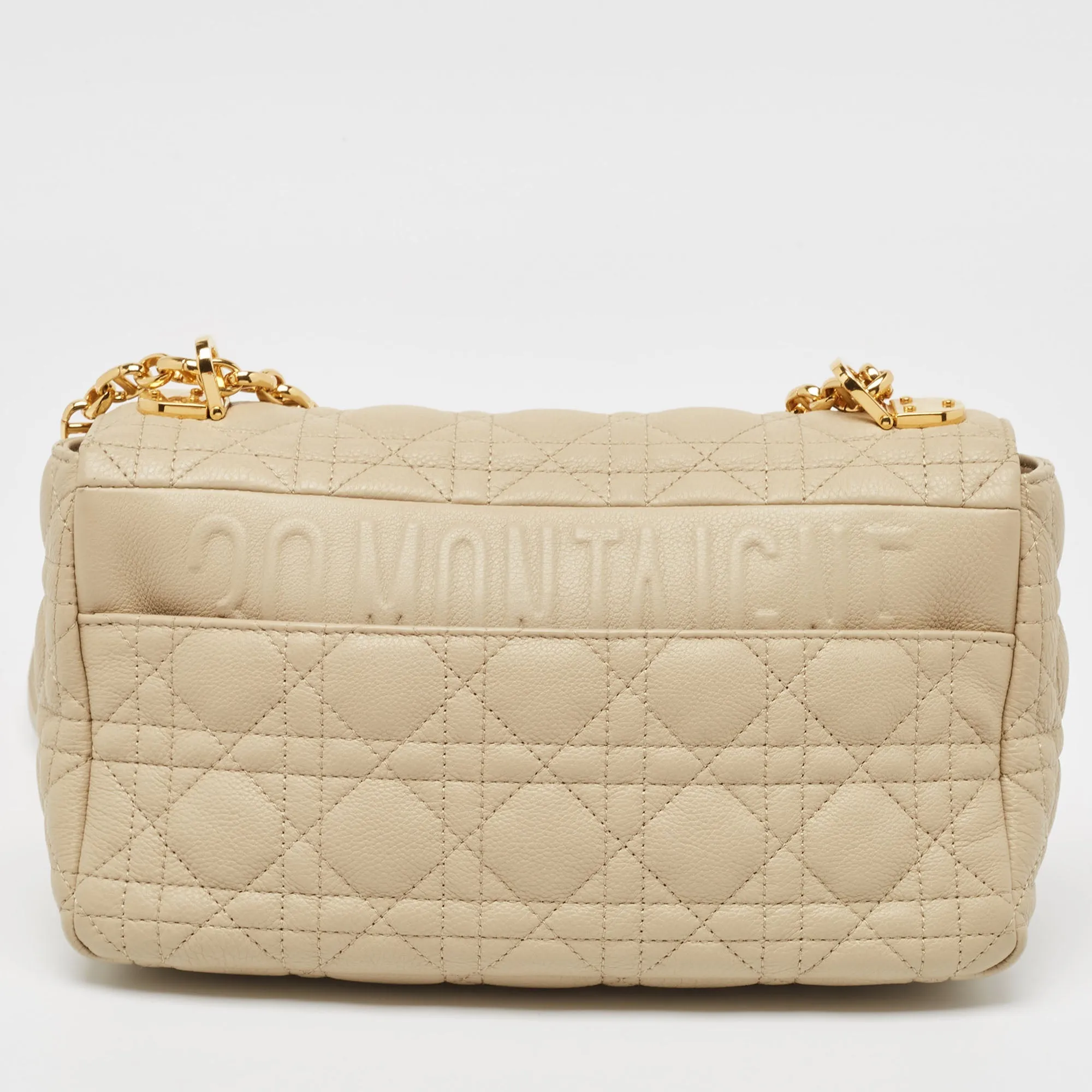 DIOR Beige Cannage Leather Medium Caro Shoulder Bag