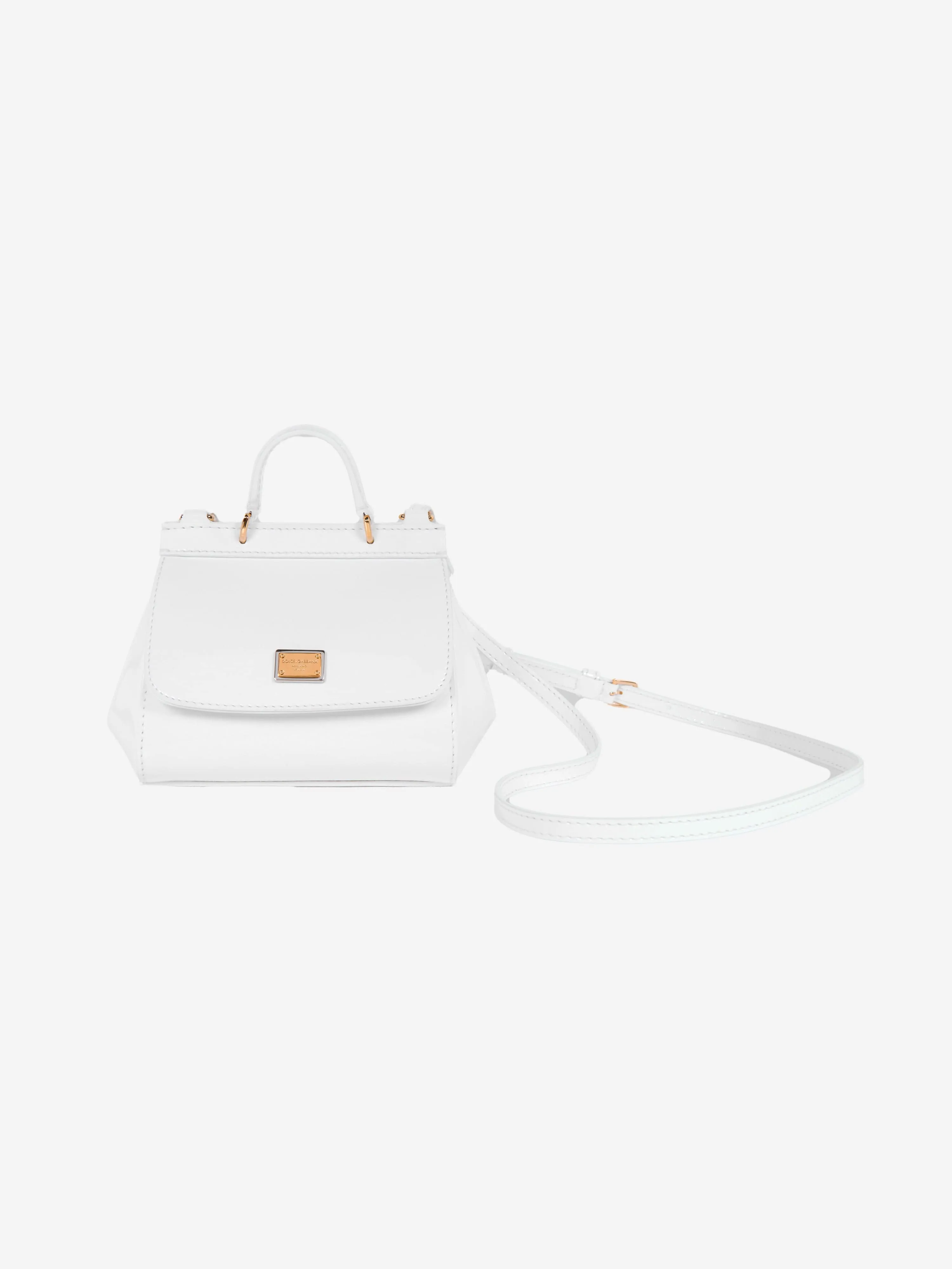 Dolce & Gabbana Girls Patent Leather Branded Shoulder Bag (H: 14cm)