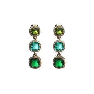Earring Triple Drop Green