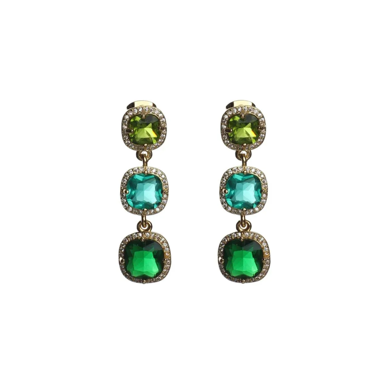 Earring Triple Drop Green