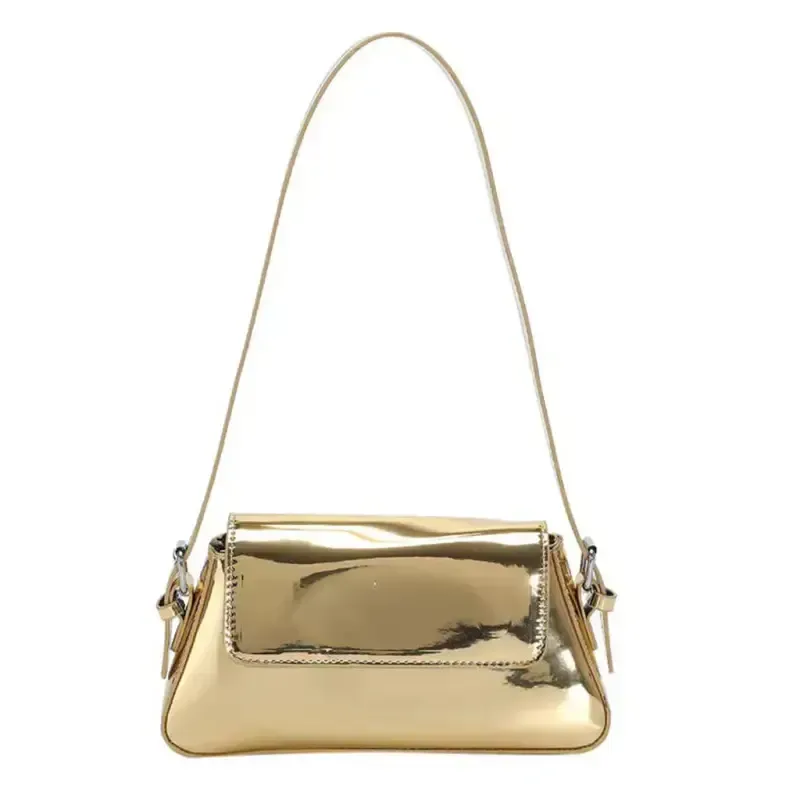 Fashion patent leather ladies baguette texture glossy underarm
