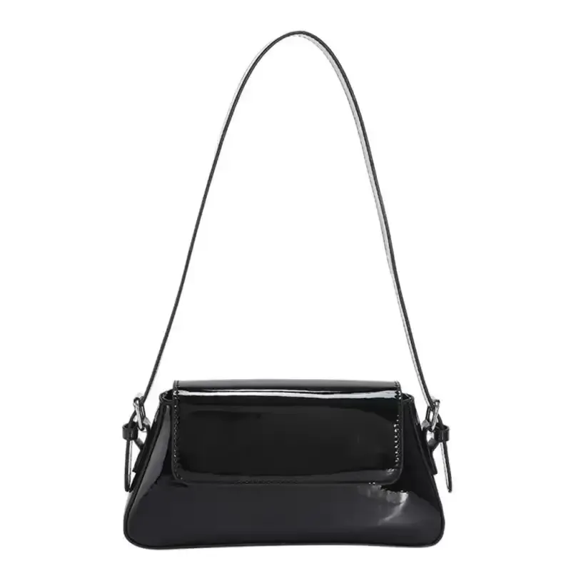 Fashion patent leather ladies baguette texture glossy underarm