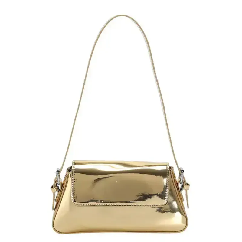 Fashion patent leather ladies baguette texture glossy underarm